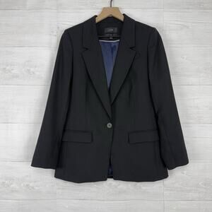 J.Crew Willa Blazer Womens 4 Black Italian City Wool One Button Preppy Academia